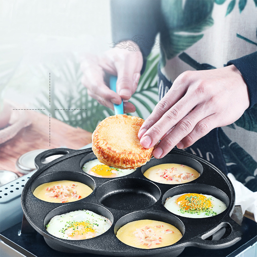 Egg Waffle Pan - 7-gaats braadpan gietijzeren antiaanbaklaag keuken kookpan