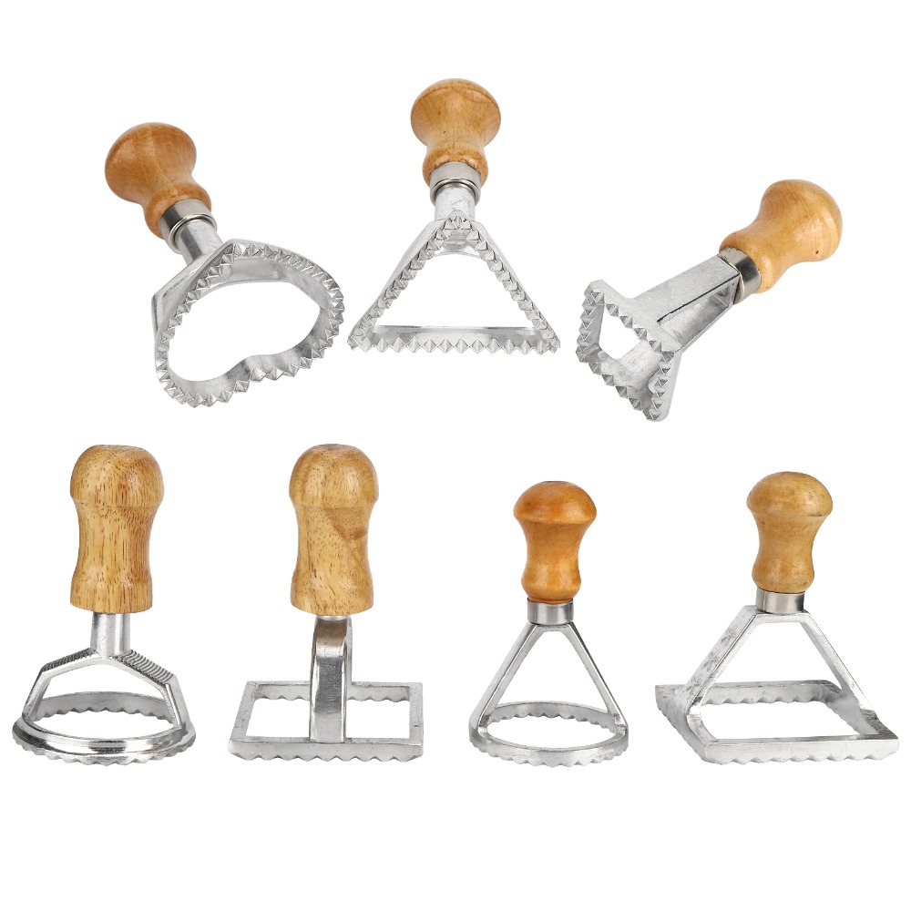 Dumpling Press Set - 7-delige individuele rechte raviolivormerset van massief
